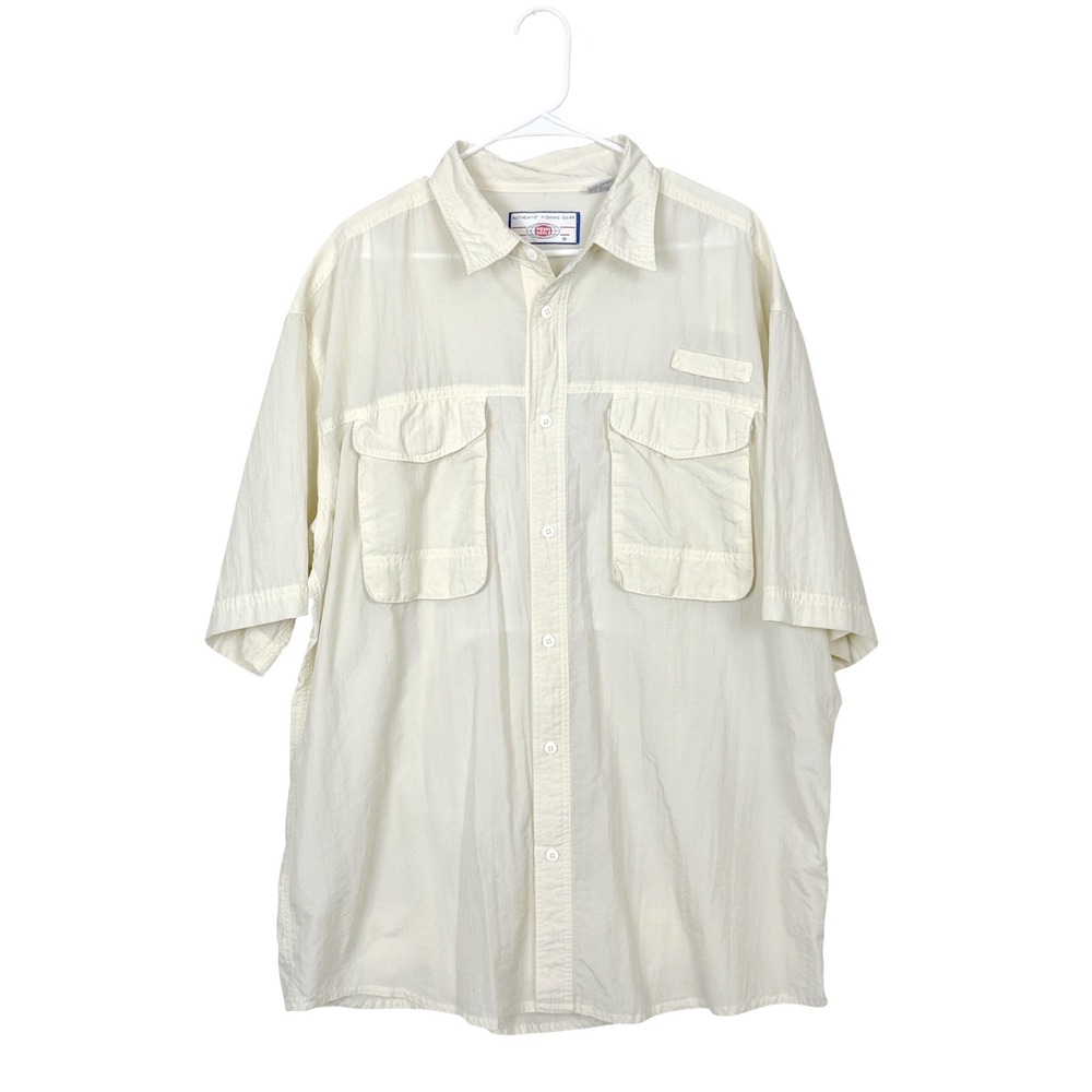Penn Reels Authentic Fishing Gear Mens XXL Cream Short Sleeve Fishing Shirt